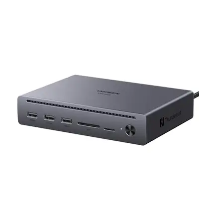 UGREEN Maxidok Thunderbolt 5 Hub Revodok 10 in 1, 120Gbps with 3×TBT5 (Single 8K / Dual 6K), 140W Total Power, DP2.1, Gigabit Ethernet, SD/TF 3.0 Docking Station for MacBooks and Windows Laptops