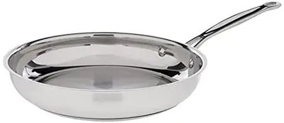 Cuisinart 10-Inch Open Skillet, Stainless Steel Skillet Large Kitchen Pan, Dishwasher Safe, Compatible with Induction, Electric, Gas Cooktops, Oven Safe Saucepan, Cool Grip Handles