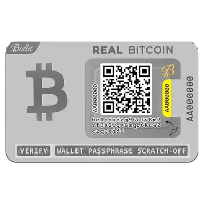 Ballet Bitcoin Hardware Wallet Card – Offline Crypto Wallet for Secure Self-Custody, No Battery, No USB, No Bluetooth (Single)