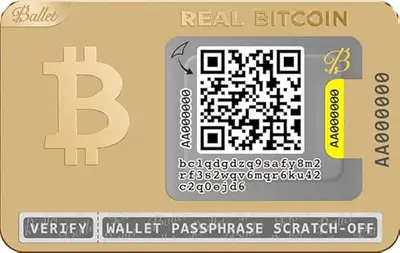Ballet REAL Bitcoin Cold Storage Wallet Card, 24K Gold-Plated Stainless Steel Card