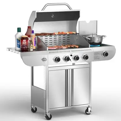 Electactic G41 Pro 4 Burner Gas Grill with Side Burner