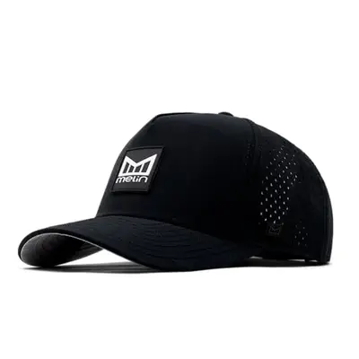 melin Odysea Stacked Hydro, Black, Men's Performance Snapback Hats, Water-Resistant Fitted Baseball Caps for Men & Women, Golf, Running, or Workout Hat, XL