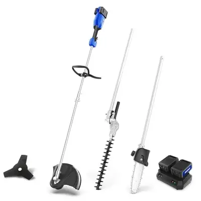 Wild Badger Power Upgraded 40V Cordless String Trimmer & Edger, 4-in-1 Multi-Tool Kit with Hedge Trimmer, Brush Cutter & Pole Saw, Attachment Capable Weed Wacker, 2 * 20V 4.0Ah Batteries & Charger