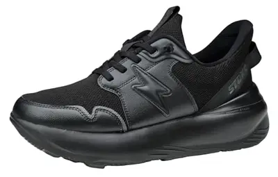 Stoke Shoes Men’s FO-MO Athletic-Inspired Wide Width Sneakers, Black/Black, 10 W