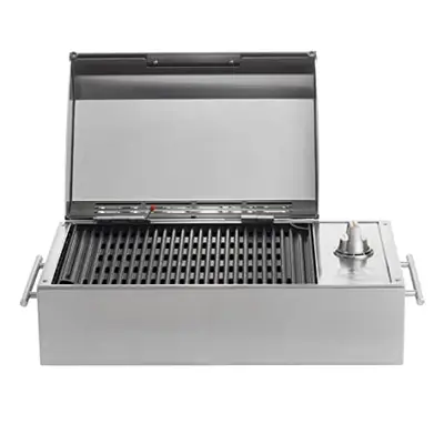 Kenyon B70200 City Grill, Portable Grill, Stainless Steel, Single Burner, Knob Control, Faceted Lid, UL Approved For Use Indoors And Outdoors, Flame-Free, 120V