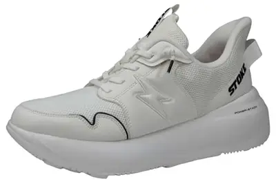 Stoke Shoes Men’s FO-MO Athletic-Inspired Wide Width Sneakers, White/White, 8 W