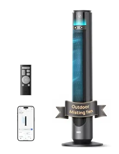 DREO TurboCool Outdoor Misting Fan 711AS, 33 ft/s High Velocity, 20dB Quiet