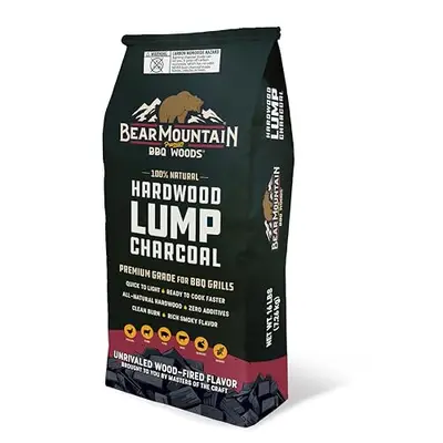 Bear Mountain BBQ Hardwood Lump Charcoal, Premium Grade for BBQ Grills, Quick to Light and Ready to Cook Faster, Rich Smoky Flavor, 16 Pounds