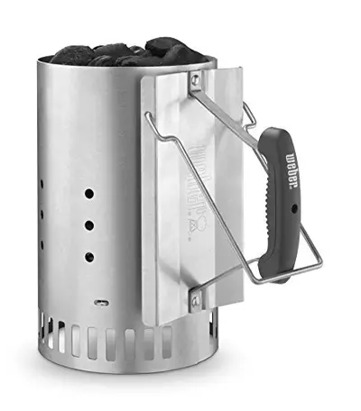 Weber Rapidfire Chimney Starter, Standard – Fast‑Lighting Charcoal Starter for Quick & Even Hot Coals, Durable Silver Metal Design for BBQ Grilling