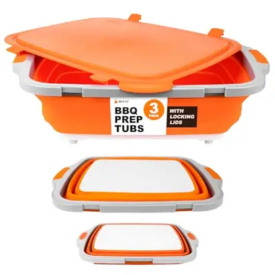 Drip EZ Collapsible BBQ Prep Tubs 3-Piece Set