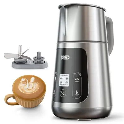 DREO Milk Frother, All-in-1 Electric Foam Maker for Coffee